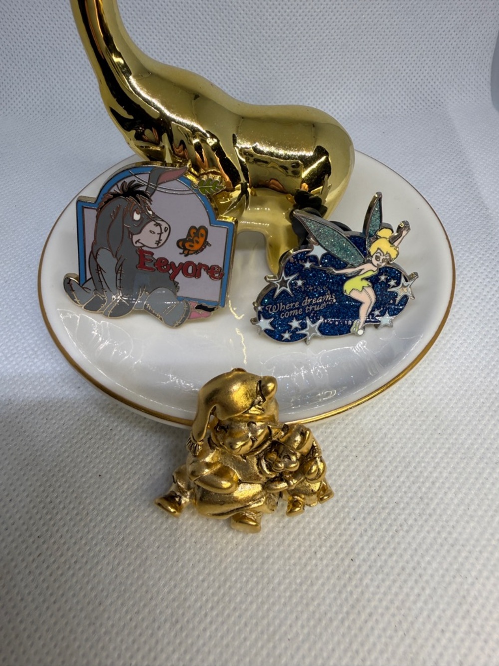 Disney Pins Tinker Bell, Eeyore  and Wiinie/Piglet Three Signed Collectibles